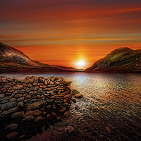Buy canvas prints of Idwal Lake Sunset by Adrian Evans