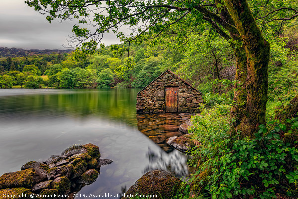 Gwynant Lake Boat House Picture Board by Adrian Evans