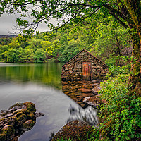 Buy canvas prints of Gwynant Lake Boat House by Adrian Evans