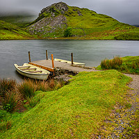 Buy canvas prints of Llyn y Dywarchen Boats Snowdonia by Adrian Evans