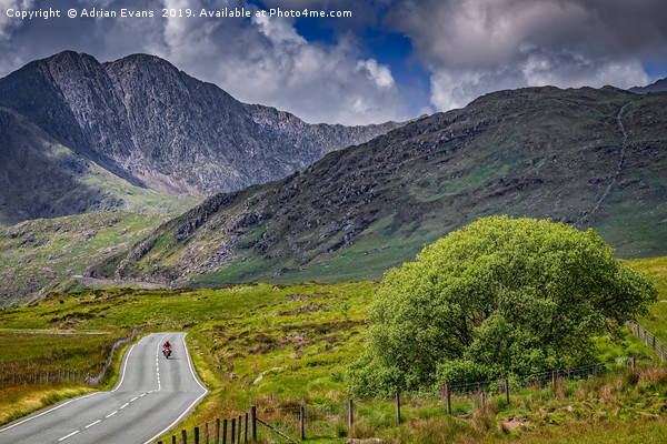 Biker in Snowdonia Wales Picture Board by Adrian Evans