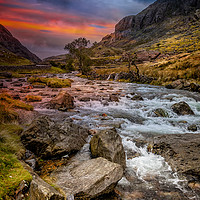 Buy canvas prints of Nant Peris Pass Sunset by Adrian Evans