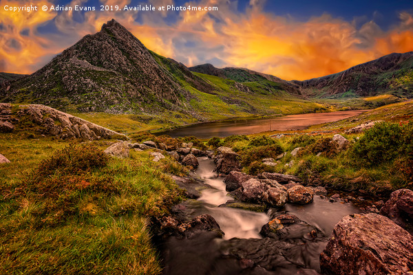 Ogwen Lake and Tryfan Snowdonia  Picture Board by Adrian Evans