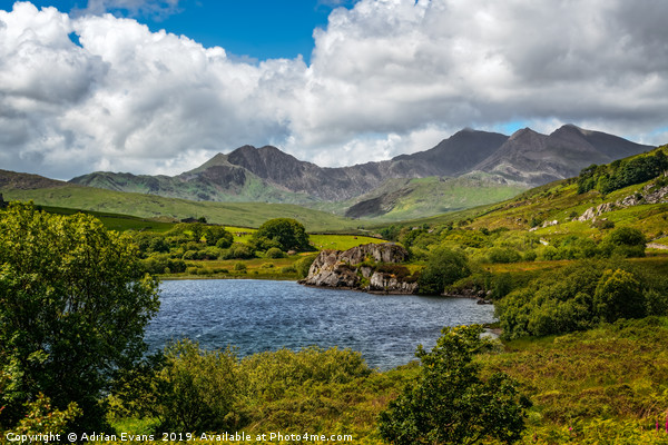 Snowdon Lake Landscape Picture Board by Adrian Evans