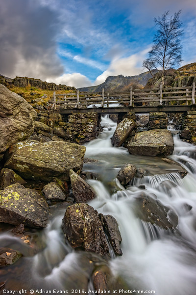 River Footbridge Snowdonia Picture Board by Adrian Evans