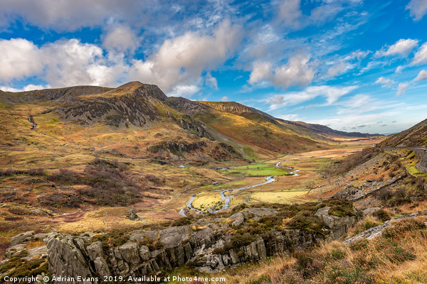 Nant Ffrancon Valley Wales Picture Board by Adrian Evans