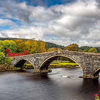 Buy canvas prints of Llanrwst Stone Bridge Autumn by Adrian Evans