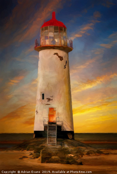The Point of Ayr Lighthouse Sunset Picture Board by Adrian Evans