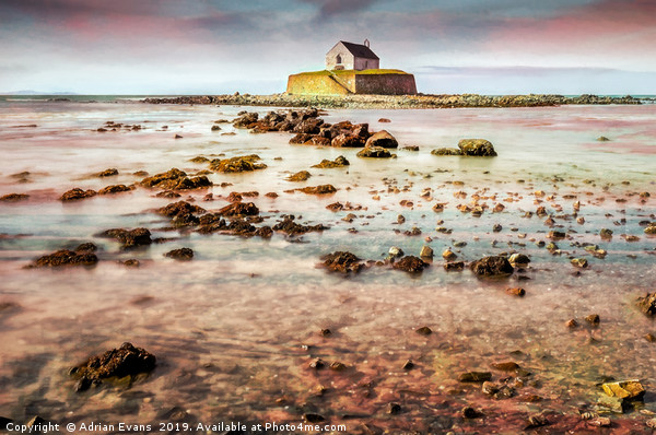 St Cwyfan Church In The Sea Picture Board by Adrian Evans
