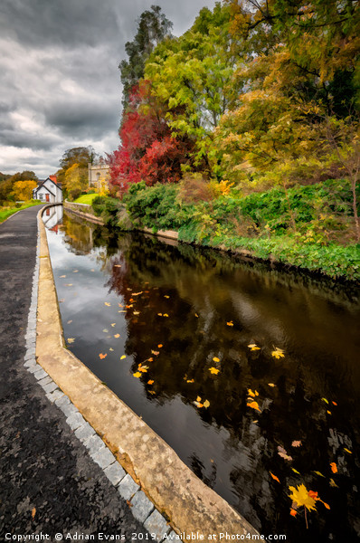 Llangollen Canal Path Autumn Picture Board by Adrian Evans