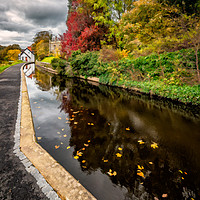 Buy canvas prints of Llangollen Canal Path Autumn by Adrian Evans