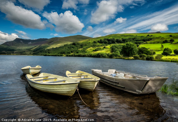 Nantlle Uchaf Boats Wales Picture Board by Adrian Evans