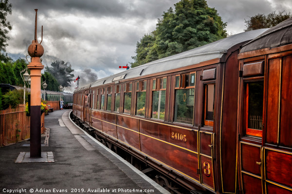 Steam Train Carriages Picture Board by Adrian Evans