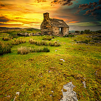 Buy canvas prints of  Rhos Quarry Slate Cottage Wales by Adrian Evans