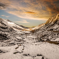 Buy canvas prints of Nant Ffrancon Winter Sunset by Adrian Evans