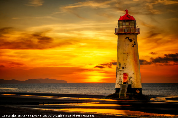 Sunset At The Point of Ayr Lighthouse  Picture Board by Adrian Evans