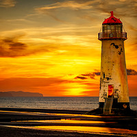 Buy canvas prints of Sunset At The Point of Ayr Lighthouse  by Adrian Evans