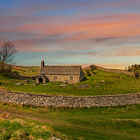 Buy canvas prints of St Celynins Church Llangelynnin Sunset by Adrian Evans