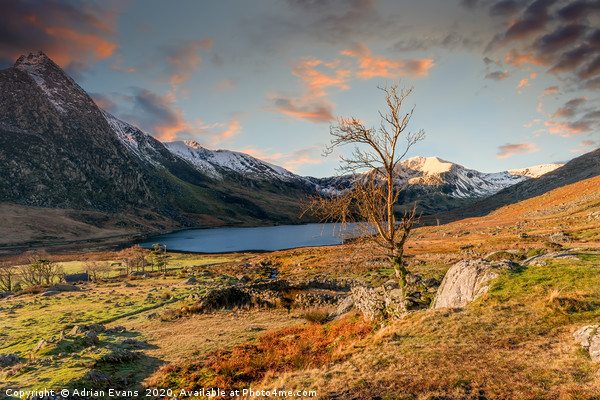 Ogwen Lake Sunset Snowdonia Picture Board by Adrian Evans