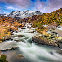 Buy canvas prints of Mountain River Cwm Idwal Snowdonia by Adrian Evans