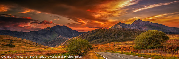 Snowdon Mountains Sunset Panorama Framed Print by Adrian Evans