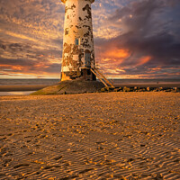 Buy canvas prints of Talacre Lighthouse Sunset Wales by Adrian Evans