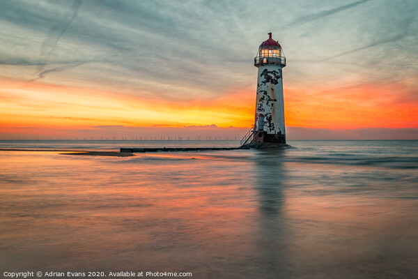 Talacre Lighthouse Sunset Wales Picture Board by Adrian Evans