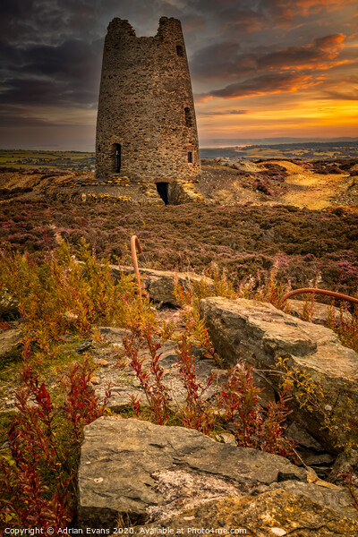 Parys Mountain Windmill Anglesey Wales Picture Board by Adrian Evans