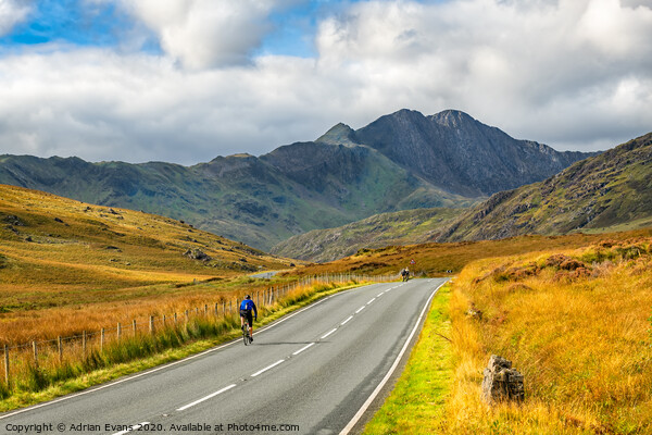 Cyclist Snowdonia Wales Picture Board by Adrian Evans