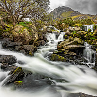 Buy canvas prints of Tryfan Mountain Rapids Snowdonia by Adrian Evans