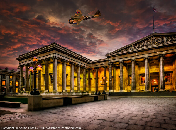 Bristol Blenheim Over The British Museum London Picture Board by Adrian Evans