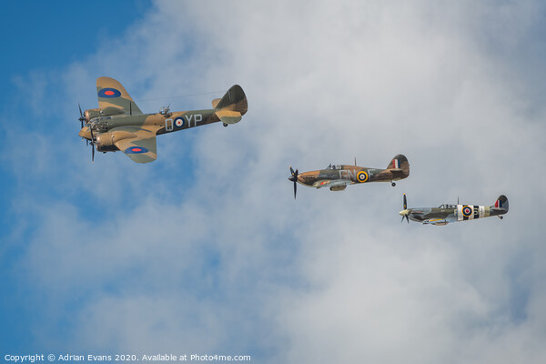 Bristol Blenheim Hurricane and Spitfire Picture Board by Adrian Evans
