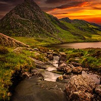 Buy canvas prints of Llyn Ogwen And Tryfan Mountain Snowdonia  by Adrian Evans