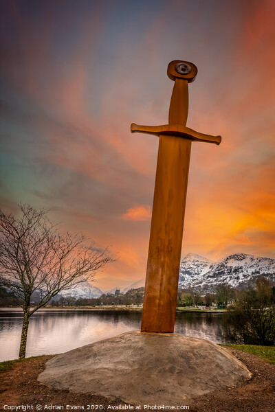 Llanberis Lake and Sword Snowdonia  Picture Board by Adrian Evans