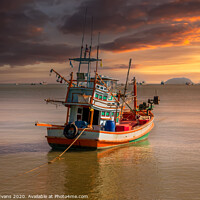 Buy canvas prints of Ao Noi Fishing Boat Thailand by Adrian Evans