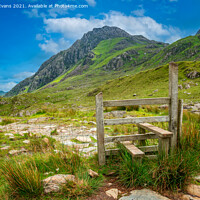 Buy canvas prints of Tryfan Mountain Stile Wales by Adrian Evans