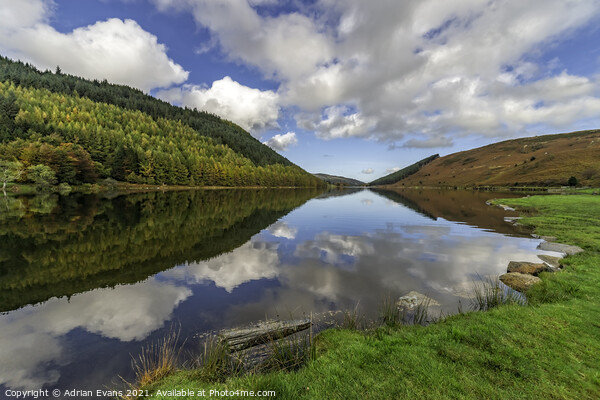 Llyn Geirionydd Autumn Reflections Picture Board by Adrian Evans