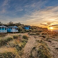 Buy canvas prints of Sunset beach huts - Hunstanton  by Gary Pearson