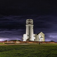 Buy canvas prints of Lightning and the old lighthouse - Hunstanton  by Gary Pearson