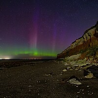Buy canvas prints of The Northern lights dancing over Hunstanton beach  by Gary Pearson
