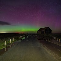 Buy canvas prints of Northern lights over the old coal barn at Thornham  by Gary Pearson