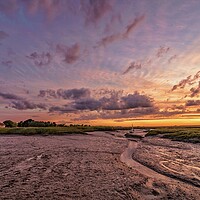 Buy canvas prints of Sunset and low tide - Brancaster Staithe  by Gary Pearson
