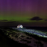 Buy canvas prints of Aurora over the old coal barn by Gary Pearson