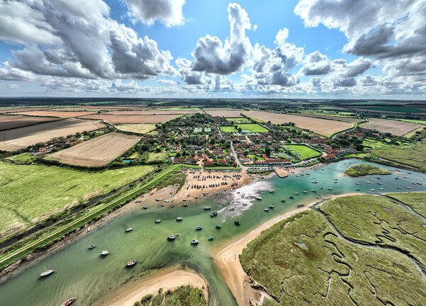 An aerial view of Burnham Overy Staithe Picture Board by Gary Pearson
