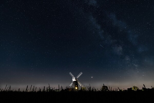 The mill, the Milkyway, and the meteor  Picture Board by Gary Pearson
