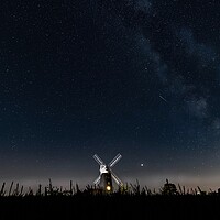 Buy canvas prints of The mill, the Milkyway, and the meteor  by Gary Pearson