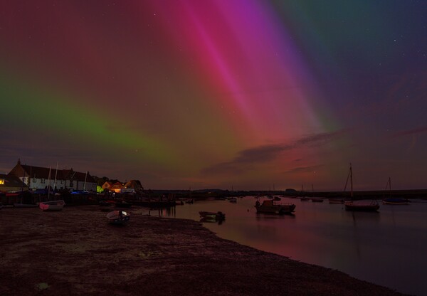 The Northern lights visit Burnham Overy Staithe  Picture Board by Gary Pearson