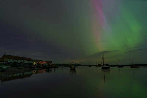 Aurora over Burnham Overy Staithe in Norfolk 10/5/2024 Picture Board by Gary Pearson