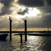 Buy canvas prints of Brancaster Staithe God ray silhouette by Gary Pearson