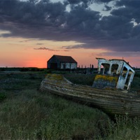 Buy canvas prints of Sunset over the old wreck by Gary Pearson